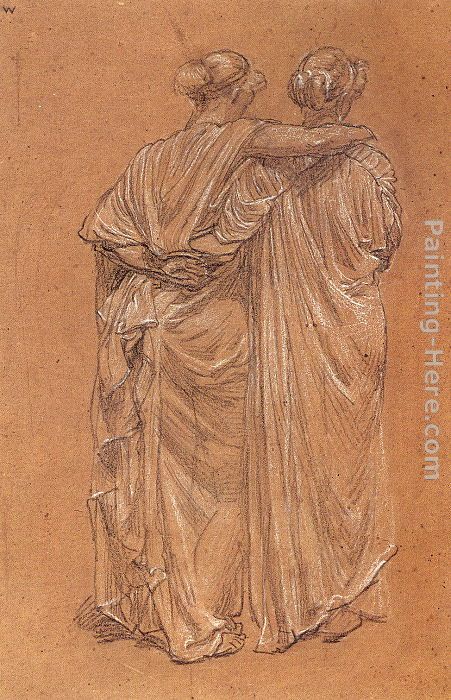 Study of Two Female Figures painting - Albert Joseph Moore Study of Two Female Figures art painting